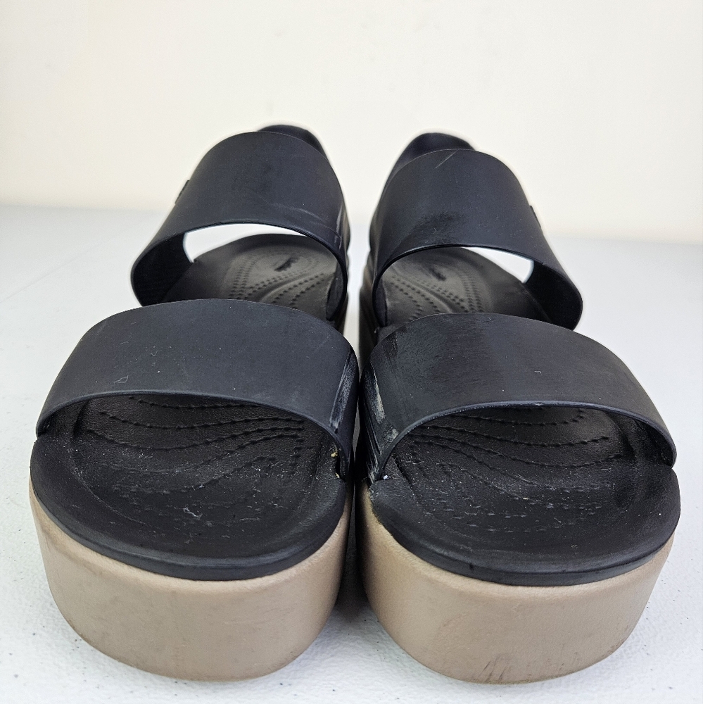 Crocs Brooklyn LiteRide Women's Black Low Wedge Platform Slingback Sandals 7